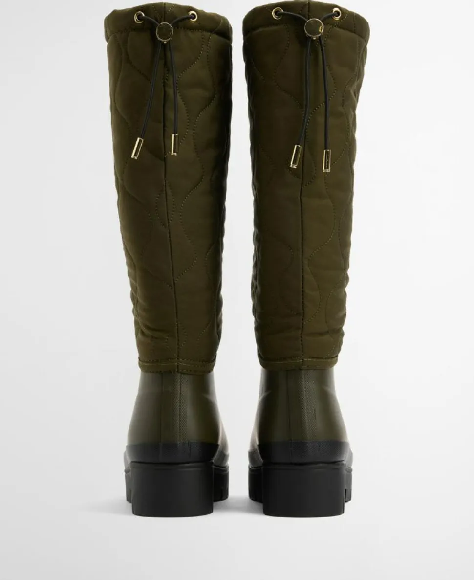 Marnie Quilted Tall Welly Gummistøvler, Olive/Black, 40