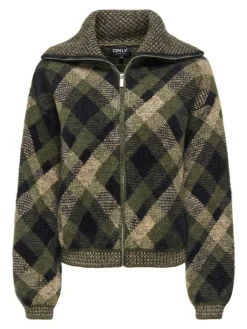 Maroon Zip Collar Cardigan, Forest Night, XL