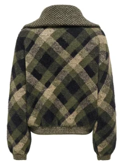 Maroon Zip Collar Cardigan, Forest Night, XL