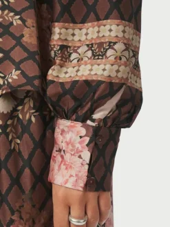 Massima Botanical Border Bluse, Black, 38