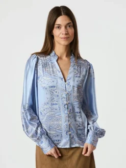 Massima Paisley Bluse, Light Blue, 38