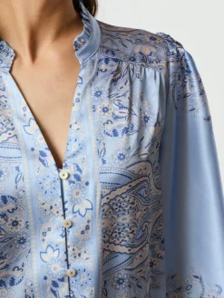 Massima Paisley Bluse, Light Blue, 38