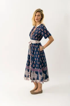 MataLL Midi Kjole, Dark Blue, L