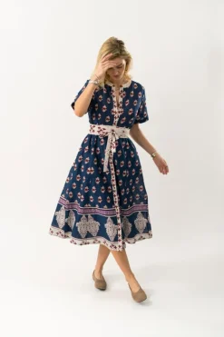 MataLL Midi Kjole, Dark Blue, L