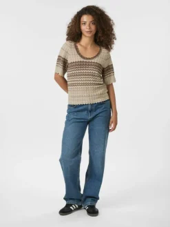 Meiko Stitch Knit Bluse, Brown, 36