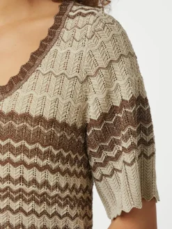 Meiko Stitch Knit Bluse, Brown, 36