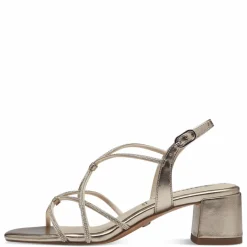 Metallic Højhælede Sandaler, Light Gold, 37