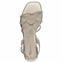 Metallic Højhælede Sandaler, Light Gold, 37