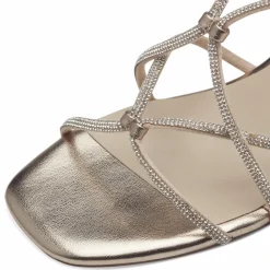 Metallic Højhælede Sandaler, Light Gold, 37