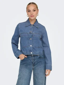Mica Pocket Denimjakke, Medium Blue Denim, M