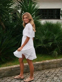 Milene S Voile Kjole, White, 42