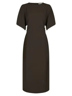 Miloine Drape Kjole, Dark Brown, 40