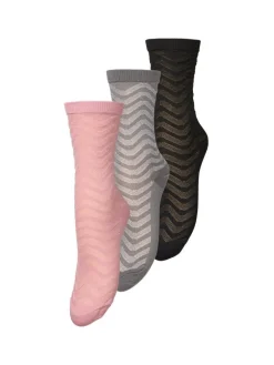 Mina Glitter 3-pak Strømper, Black/Gray/Pink, 37/39