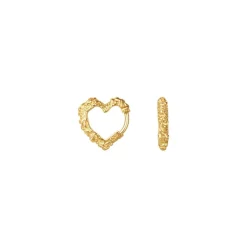 Mini Heart Crush Hoops, Gold Plated