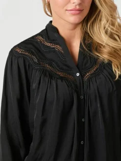 Minnie Deco Bluse, Black, 36