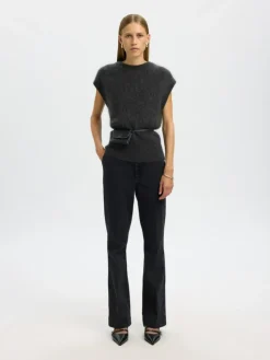 Mira Mohair Strikvest, Asphalt, L