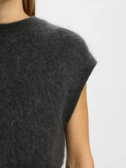 Mira Mohair Strikvest, Asphalt, L