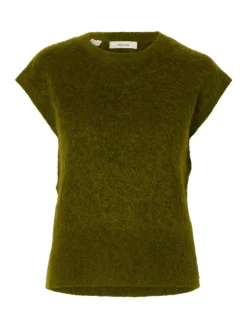 Mira Mohair Strikvest, Avocado, L