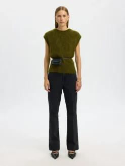 Mira Mohair Strikvest, Avocado, L