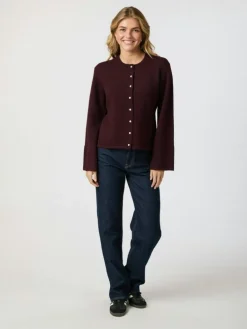 Mixie Knit Cardigan, Wine, 36