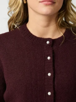 Mixie Knit Cardigan, Wine, 36