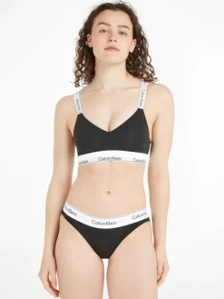 Modern Cotton Bralette, Black, XS