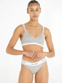 Modern Cotton Bralette, Grey Heather, XS