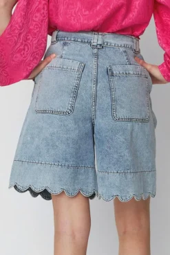 Moon Washed Denim Shorts, Denim Moon Wash, 34