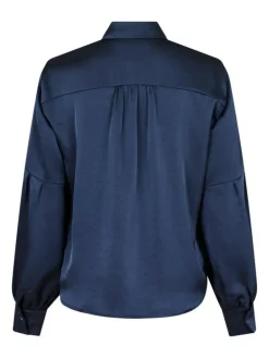 Naja Satin Skjorte, Midnight Blue, 36