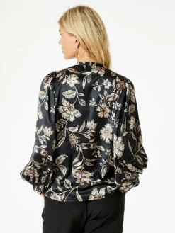 Nani Canvas Flower Bluse, Dark Navy, 36