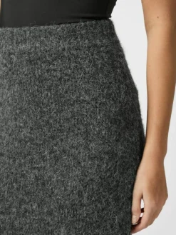 Naria Fluffy Knit Nederdel, Antracit, 40