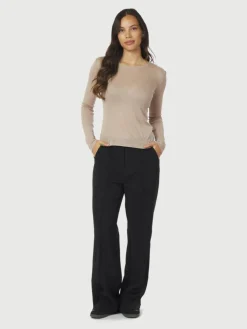 Nella Fine Rib Bluse, Beige Melange, 38