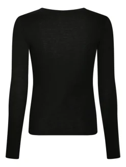 Nella Fine Rib Bluse, Black, 38