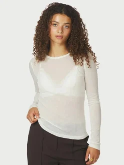 Nella Fine Rib Bluse, White, 38