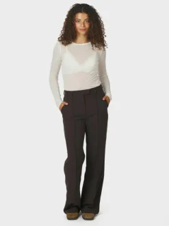 Nella Fine Rib Bluse, White, 38