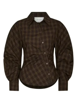 Neoella Check Skjorte, Dark Brown, 38