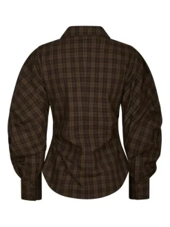 Neoella Check Skjorte, Dark Brown, 38