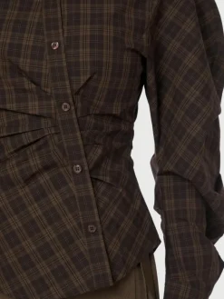 Neoella Check Skjorte, Dark Brown, 38