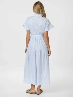 Nessie Stripe Kjole, White/Light Blue, 36
