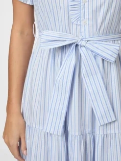 Nessie Stripe Kjole, White/Light Blue, 36