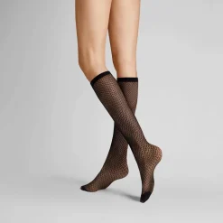 Net Knæstrømper, Black, 39-42