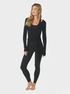 Nia Jersey Wrap Bluse, Black, 40