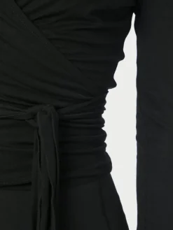 Nia Jersey Wrap Bluse, Black, 40
