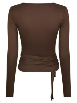 Nia Jersey Wrap Bluse, Chocolate Brown, 34