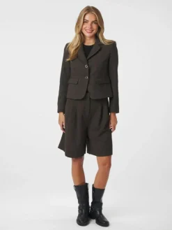 Nika Mini Check Shorts, Brown Melange, 38