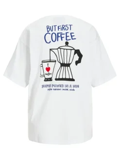 Nina T-shirt, Bright White But First Coffee, L