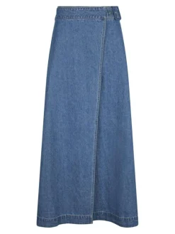 Nina Wrap Denim Nederdel, Blue, 34