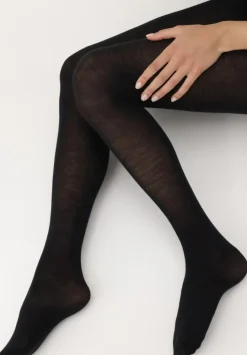 Nives Fine Wool Strømpebukser, Sort, L