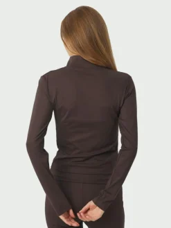 Nolana Zip Bluse, Chocolate Brown, 36