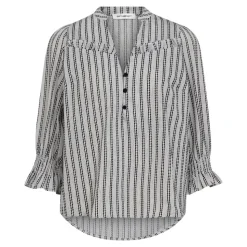 NoraCC Frill Bluse, Whiteblack, XS